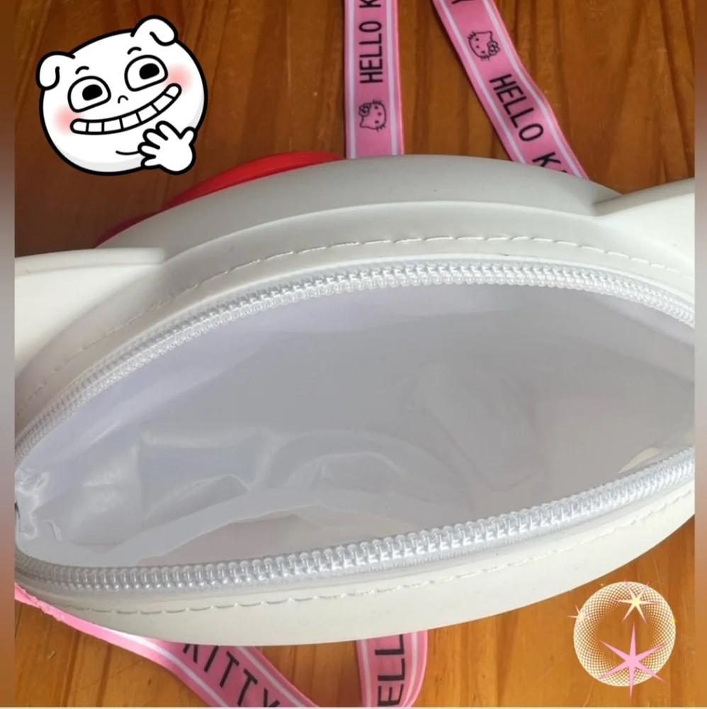 Hello Kitty Sanrio Silicone Crossbody Small Bag White Pink Strap L👀K 🐱 Sanrio